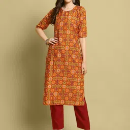 7Threads Selection Of 6 Ethnic Motifs Printed Round Neck Straight Kurta-image-29