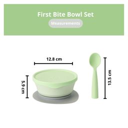 Miniware First Bite Suction Bowl With Spoon Feeding Set - Lime Green image 3