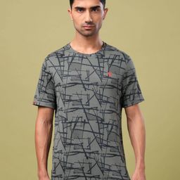 Technosport Men Printed V-Neck UPF50 Pockets Slim Fit T-shirt-image-80