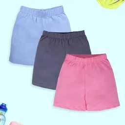 KiddoPanti Girls Pack of 3 Regular Fit Mid-Rise Cycling Shorts-image-57