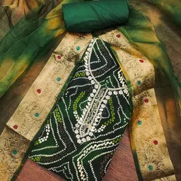 KALINI Bandhani Printed Beads And Stones Unstitched Dress Material-image-46