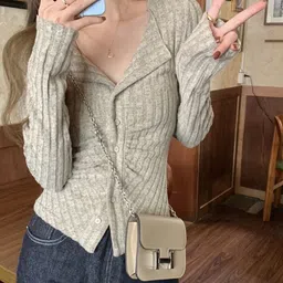 HERE&NOW Women V-Neck Long Sleeves Top image 2