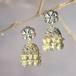 Anouk Gold-Plated Kundan Studded and Beaded Dome Shaped Jhumkas-85