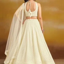 FABPIXEL Embroidered Sequinned Semi-Stitched Lehenga & Unstitched Blouse With Dupatta image 2