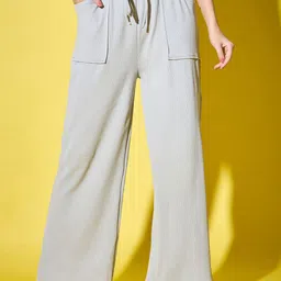DIMPY GARMENTS Women Solid Relaxed High-Rise Regular Trousers-image-82