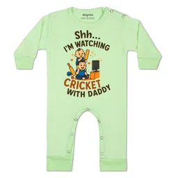 arvesa Shh I'm Watching Cricket With Daddy Printed Baby Rompers-picture-20