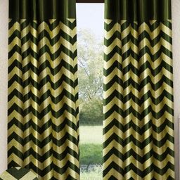 Home Sizzler Green Set of 2 Geometric Door Curtain-image-46