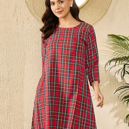 InWeave Checked Acrylic A-Line Midi Dress-7