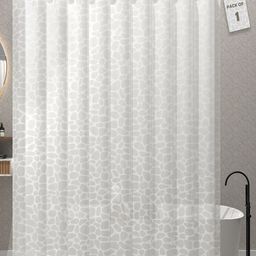 Kuber Industries Aura Grey & White Printed Waterproof Shower Curtains With 12 Rings-24