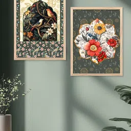 Kotart Brown & White 2 Piece Wood Floral and Botanical Wall Paintings-image-99