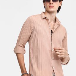 Campus Sutra Men Comfort Spread Collar Textured Casual Shirt-image-96