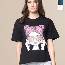 Mast & Harbour Women Pack of 3 Printed Oversized Cotton T-shirt-picture-41