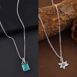 Boghra Sales Set Of 2 Silver-Plated Sterling Silver American Diamond Chain-10