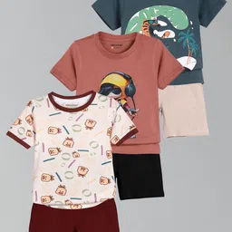 HELLCAT Boys Pack Of 3 Printed Short Sleeves T-shirt With Shorts-image-101