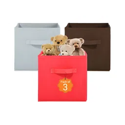 Aura Red & Brown 3 Pieces Storage Box Organisers-5