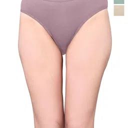 Exotica Lingerie Pack Of 3 Cotton Bikini Briefs EX RIYA-PACK OF 3-L.BROWN SKIN GREEN-M-picture-44
