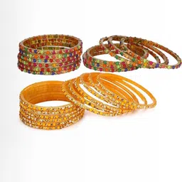 ST TIME Set of 24 Multi Color and Golden Alloy Bangles-51