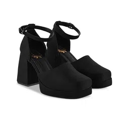 Stylestry Suede Block Sandals with Buckles-15