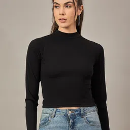R.Code by The Roadster Life Co. Women High Neck Ribbed Top-image-59