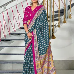 LeeliPeeri Designer Ethnic Motifs Block Print Saree-7