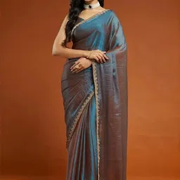 Flip The Style Teal Silk Blend Saree-picture-25
