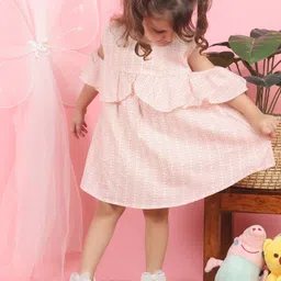 Polka Tots Print Cold-Shoulder A-Line Dress-17