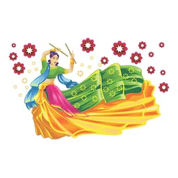 LANSTICK Green & Yellow Traditional Dance Printed Wall Stcikers-image-69