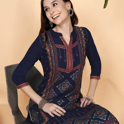 Anouk Ethnic Motifs Printed Mandarin Collar Straight Kurta-image-91