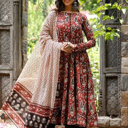 GoSriKi Women Ethnic Motifs Printed Regular Kurta with Palazzos & With Dupatta-picture-37
