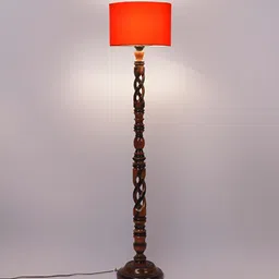Devansh Brown & Orange Wooden Floor Lamp-16