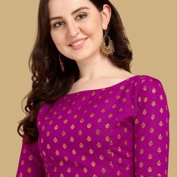 Oomph! Woven Design Boat Neck Saree Blouse-image-46