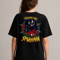 Anikmart Graphic Printed Round Neck Drop-Shoulder Sleeves Oversized Cotton T-shirt-image-91