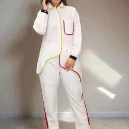 Komarri U Collar Neck Shirt With Trousers Co-Ords-picture-46