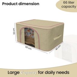 Kuber Industries Beige 5 Pieces Reusable Foldable Drawer Organisers With Handles 66Ltr image 2