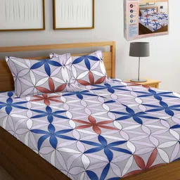 FABINALIV Blue & White Geometric Printed 300 TC King Bedsheet Set 2.50 m X 2.25 m-image-67