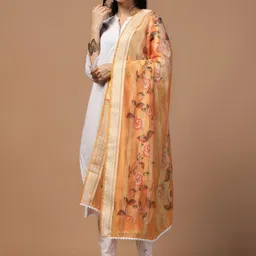 Kaizen TEXO FAB Ethnic Motifs Printed Organza Dupatta image 3