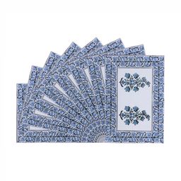 Texstylers 8-Pcs White & Blue Floral Printed Cotton Table Placemats-41
