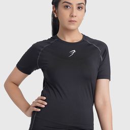 FUAARK Women Abzorb Solid Round Neck Slim Fit T-shirt-image-0