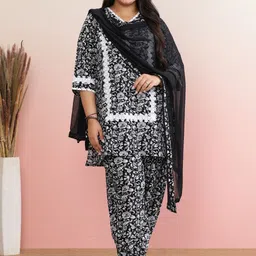 anayna Plus Size Floral Printed Pure Cotton Kurta with Salwar & Dupatta-55