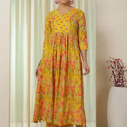 GULMOHAR JAIPUR Women Floral Printed Regular Pure Cotton Kurta with Palazzos-picture-28