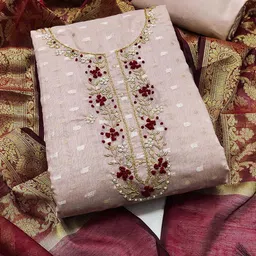 HERE&NOW Geometric Woven Design Beads and Stones Unstitched Dress Material-image-11