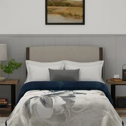 MYTRIDENT White & Black Floral Heavy Winter Double Bed Blanket-image-60