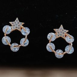 JYONA Gold-Plated American Diamond Studded Classic Shaped Studs-7