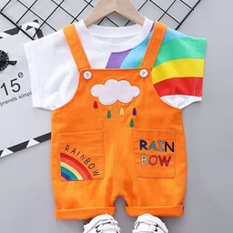 Bold N Elegant Infants Rainbow Printed Short Dungaree With T-Shirt-image-10