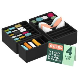 Myntra Elegant Homes Black Set of 4 Regular Drawer Organiser Organisers-52