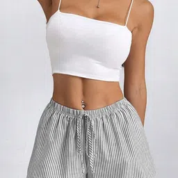 LULU & SKY Women Striped Loose Fit High-Rise Shorts-picture-2