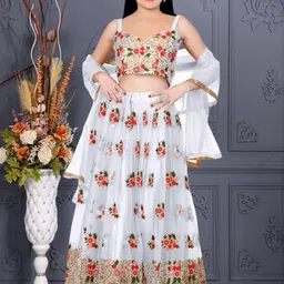 F Plus Fashion Girls Semi-Stitched Lehenga & Unstitched Blouse Net-image-82