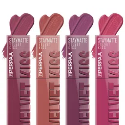PERPAA Set Of 4 Velvet Kiss Waterproof Liquid Lipstick -3.5 ml Each -Shades -4 -5 - 6 -10-11