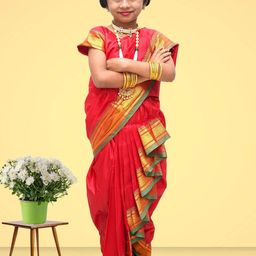 Mom and Me Kids-Girls Red Sarees-image-125