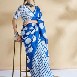 RACHNA Geometric Printed Tassels Work Saree image 5